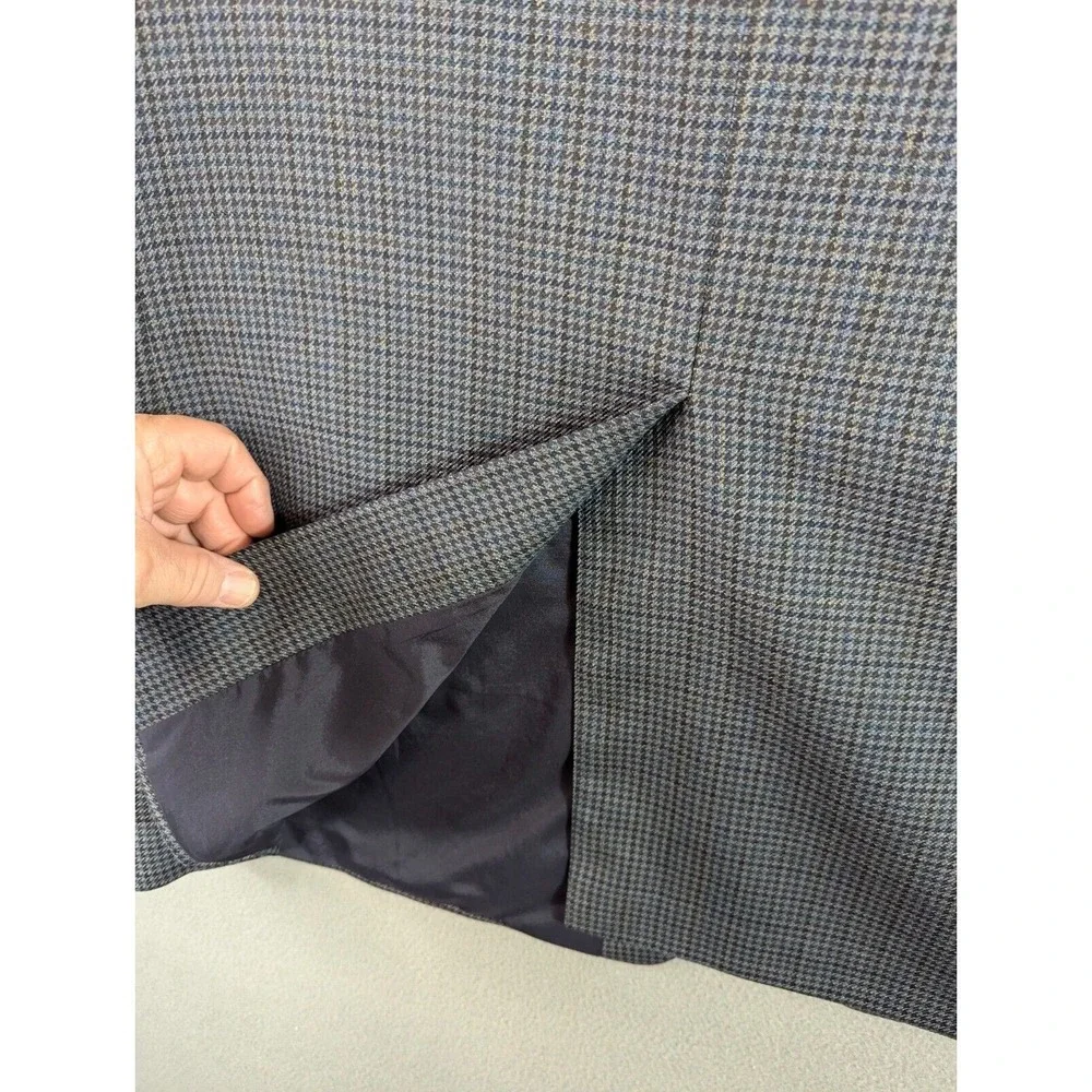 Lauren Ralph Lauren Blazer Mens Size 46L Gray Wool Houndstooth Corpcore Academia